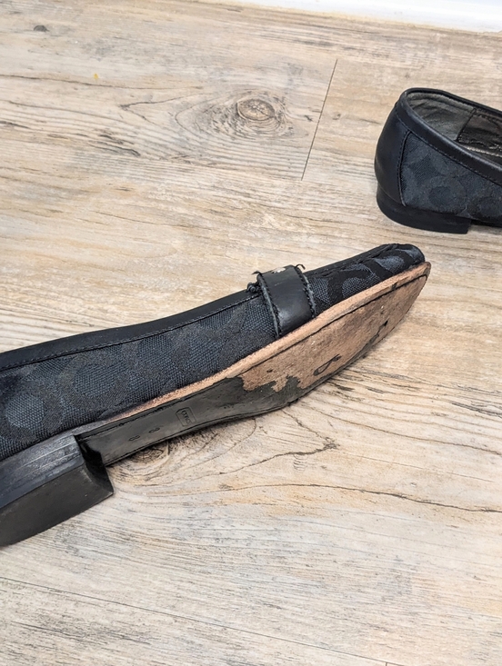 Coach Eileen Black Canvas Leather Monogram Slip On Loafers 8 - Picture 8 of 9